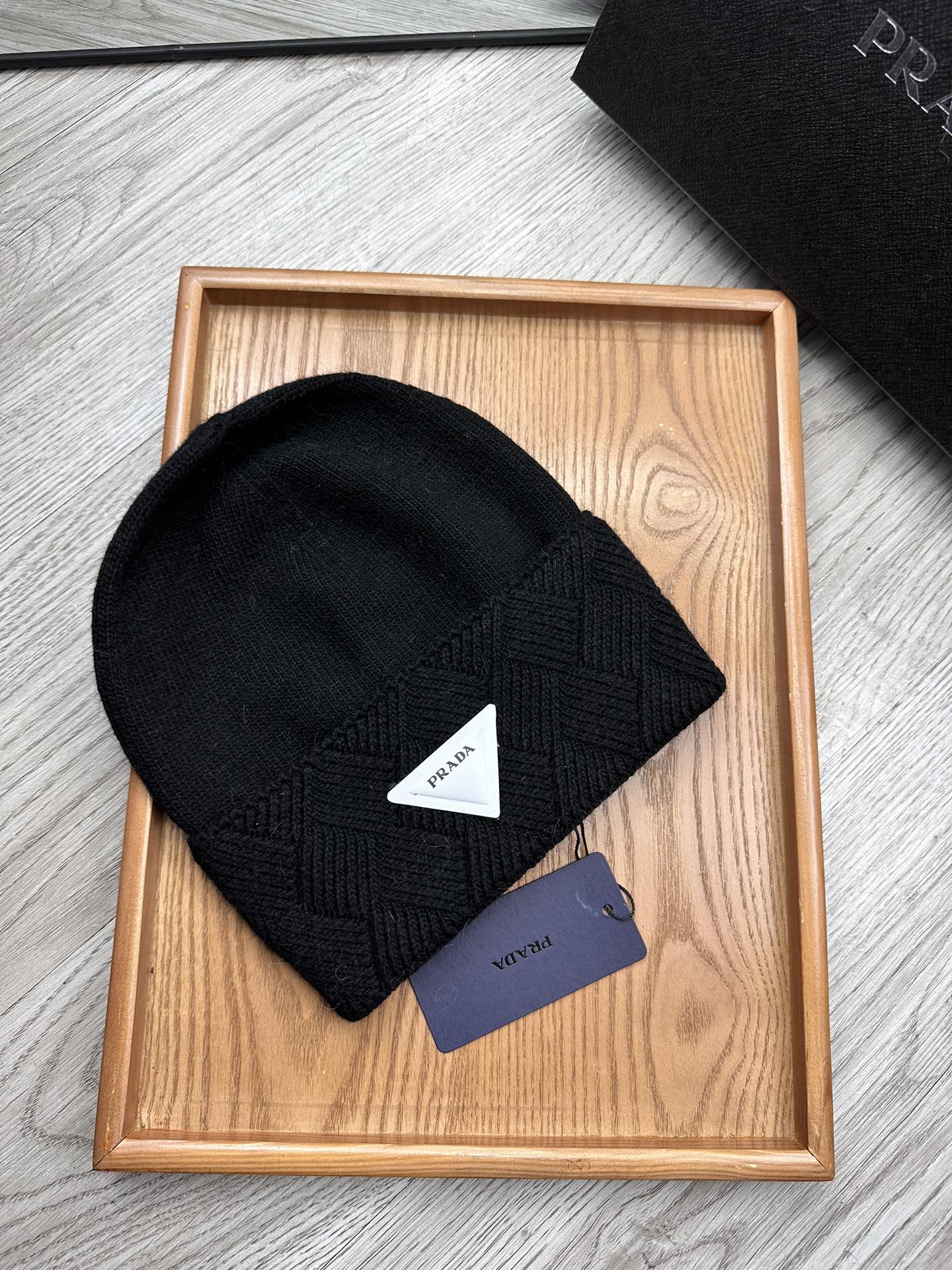 BEANIE HAT IN BLACK WOOL AND RABBIT FUR 436400