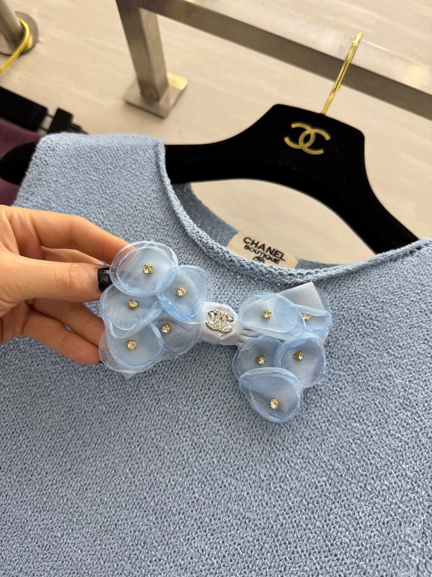 CC Patchwork Lace T-shirt Blue Cashmere
