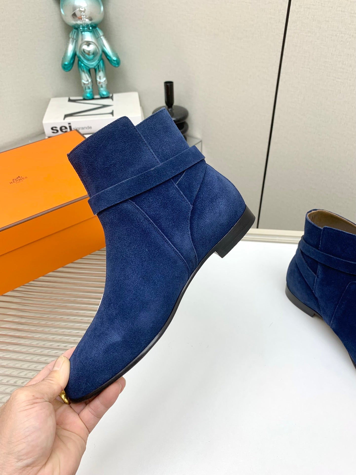 WOMEN'S NEO ANKLE BOOT IN COBALT BLUE SUEDE