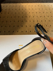 DIOR 26S HIGH-HEEL SANDALS 80 MM IN BLACK CRYSTAL-EMBELLISHED AND LAMBSKIN