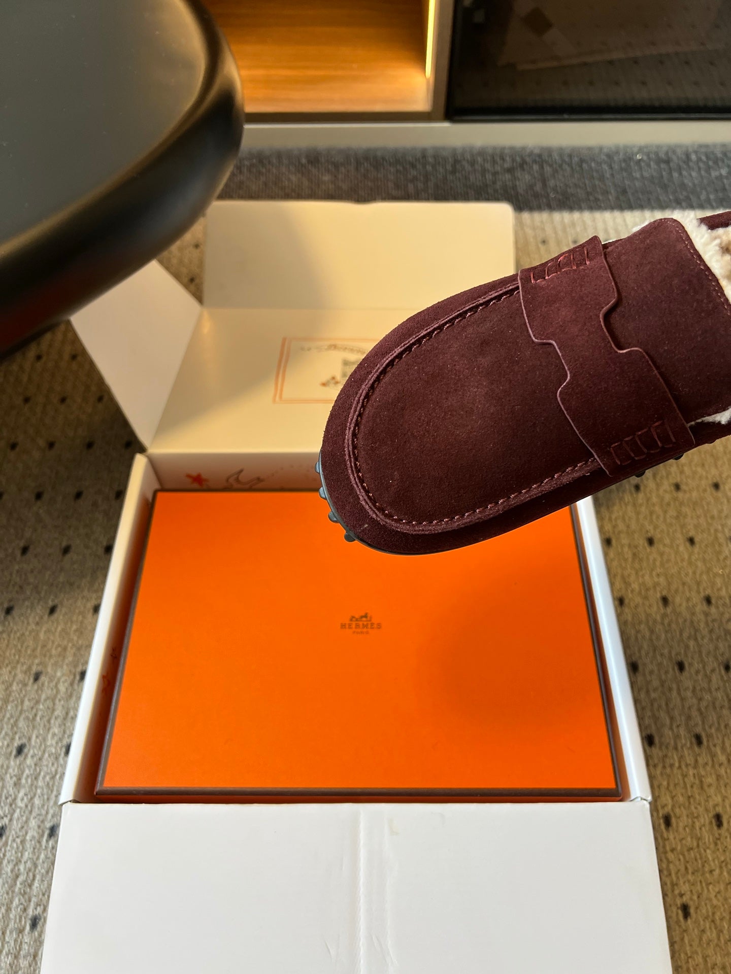 HM 26S DESTIN LOAFERS IN DARK RED SUEDE