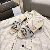 DIOR 26S D-WAY HEELED SLIDE IN MULTICOLOR DIOR JARDIN D'HIVER EMBROIDERED COTTON STYLE 04