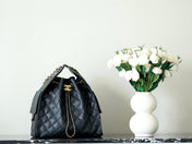 CHANEL 25S HOBO BAG 40 CM IN BLACK LAMBSKIN WITH GOLD HARDWARE