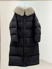 MAX MARA 25S LONG DOWN COAT WITH FOX FUR COLLAR 176