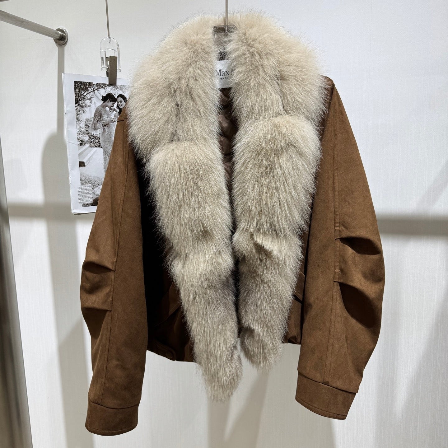 MAXMARA 26S FUR-TRIMMED SUEDE JACKET 288