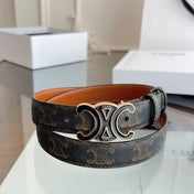 CELINE 26S BELT 25 MM IN BLACK AND BROWN CALFSKIN 669836