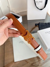CELINE 26S REVERSIBLE BELT 25 MM IN BROWN AND WHITE CALFSKIN 669841
