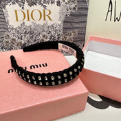 HAIRBAND IN BLACK FELT FABRIC DIAMOND-EMBELLISHED 230830