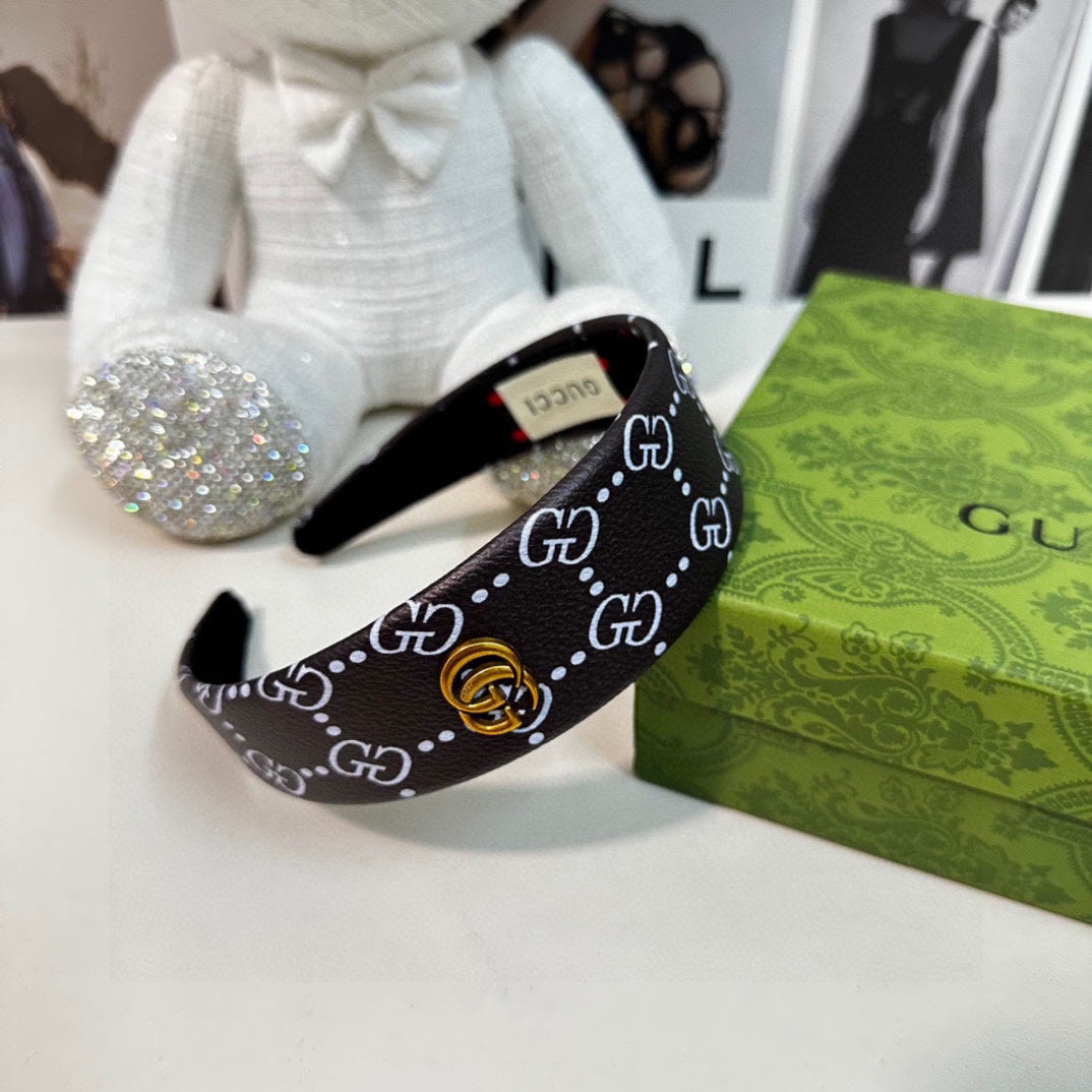 HEADBAND IN BLACK MONOGRAM PRINT LAMBSKIN 412506