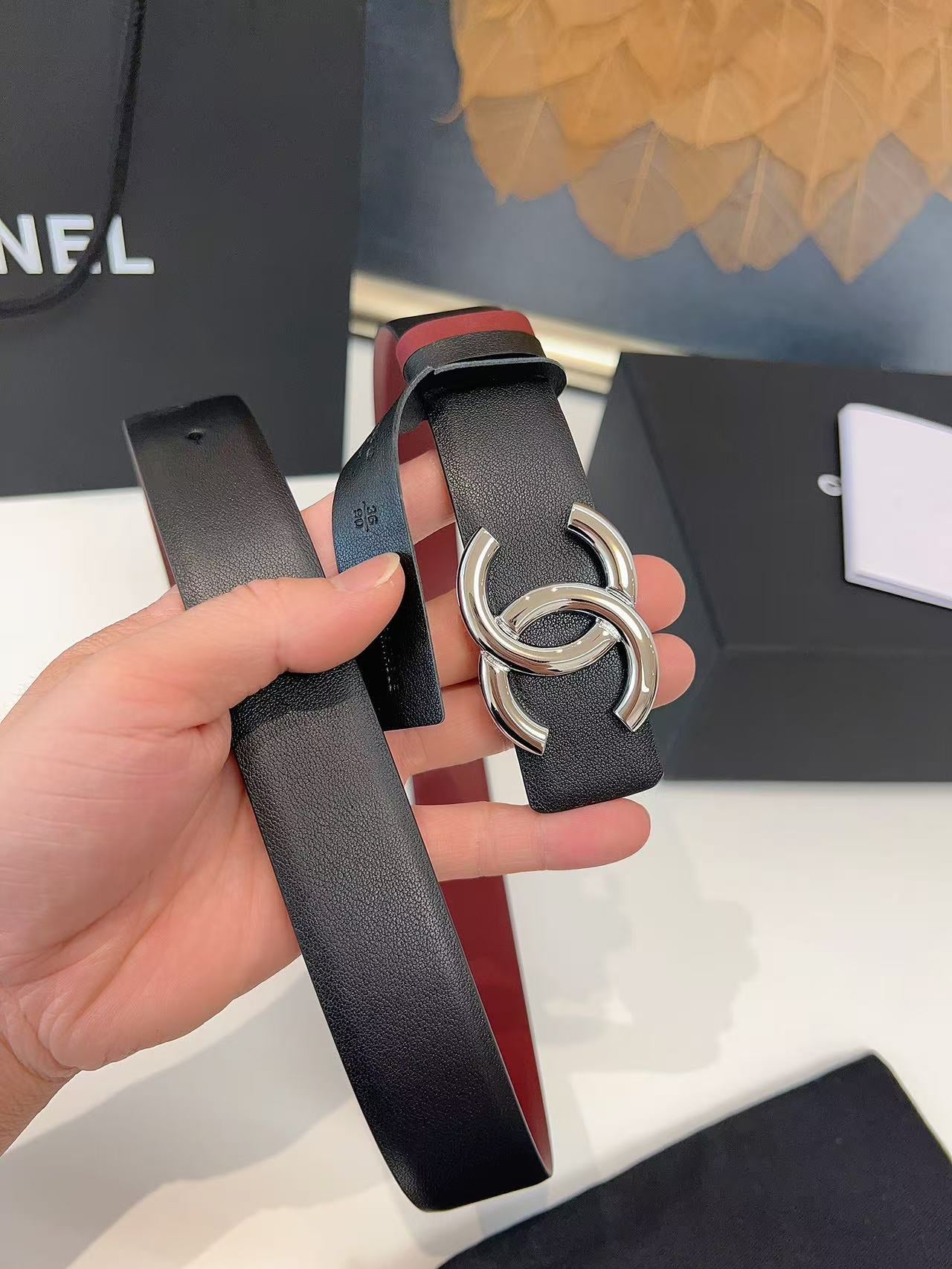 CHANEL 26S BELT 30 MM IN BLACK CALFSKIN 658698