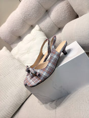 DIOR 26S BOW HEELED SLINGBACK SANDAL 45MM IN PLAID CALFSKIN