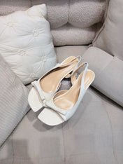 DIOR 26S BOW HEELED SLINGBACK SANDAL 45MM IN IVORY WHITE CALFSKIN