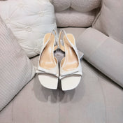 DIOR 26S BOW HEELED SLINGBACK SANDAL 45MM IN IVORY WHITE CALFSKIN