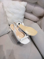 DIOR 26S BOW HEELED SLINGBACK SANDAL 45MM IN IVORY WHITE CALFSKIN