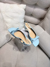 DIOR 26S BOW HEELED SLINGBACK SANDAL 45MM IN SKY BLUE CALFSKIN