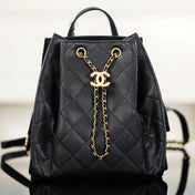 CHANEL 25S GRABRIELLE 23 CM IN BLACK LAMBSKIN WITH GOLD HARDWARE