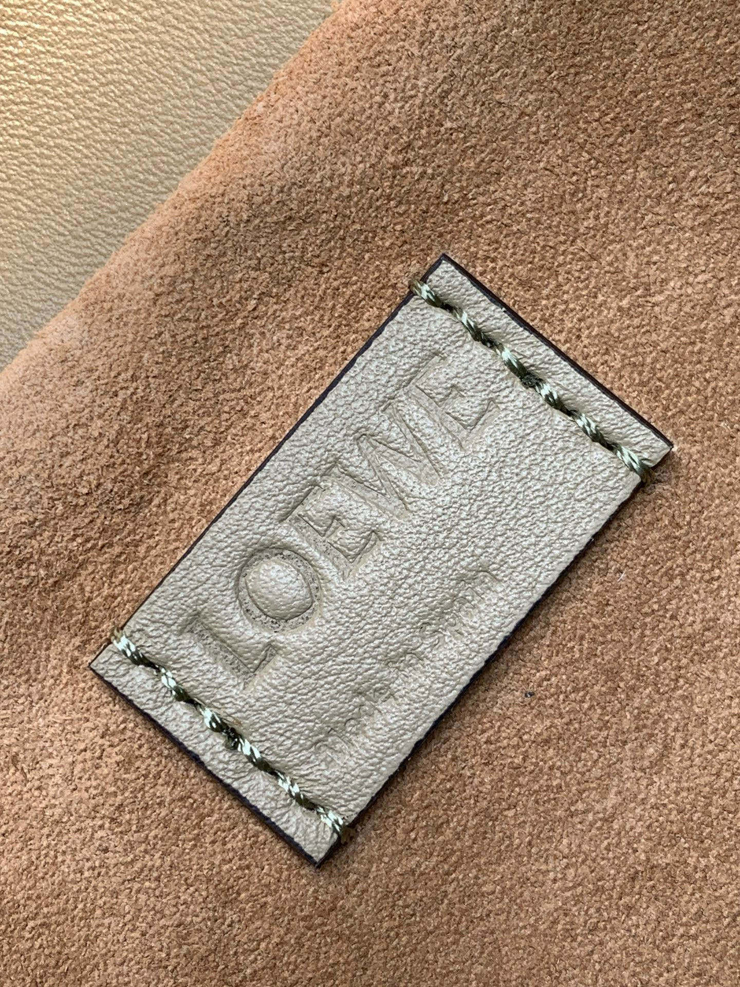 LOEWE 25S LARGE FLAMENCO CLUTCH BAG 30 IN DUSTY KHAKI CALFSKIN