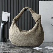 BOTTEGA VENETA 25S SMALL JODIE 36 IN MUTED TAUPE SUEDE GOLD HARDWARE