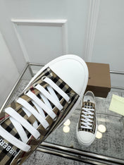 BURBERRY 26S VINTAGE CHECK SNEAKERS IN BROWN AND BLACK CANVAS