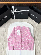 Chanel 25P Cardigan Pink Mix White Cashmere 237302