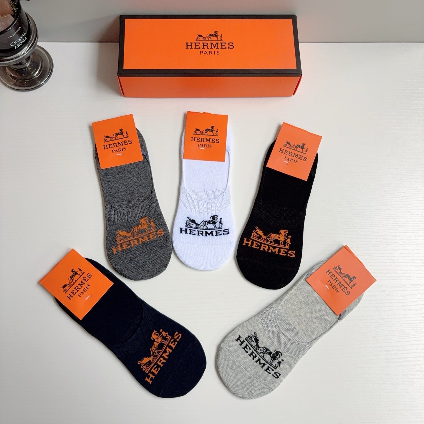 HERMES 26S NO-SHOW SOCKS 400428 (1 BOX)