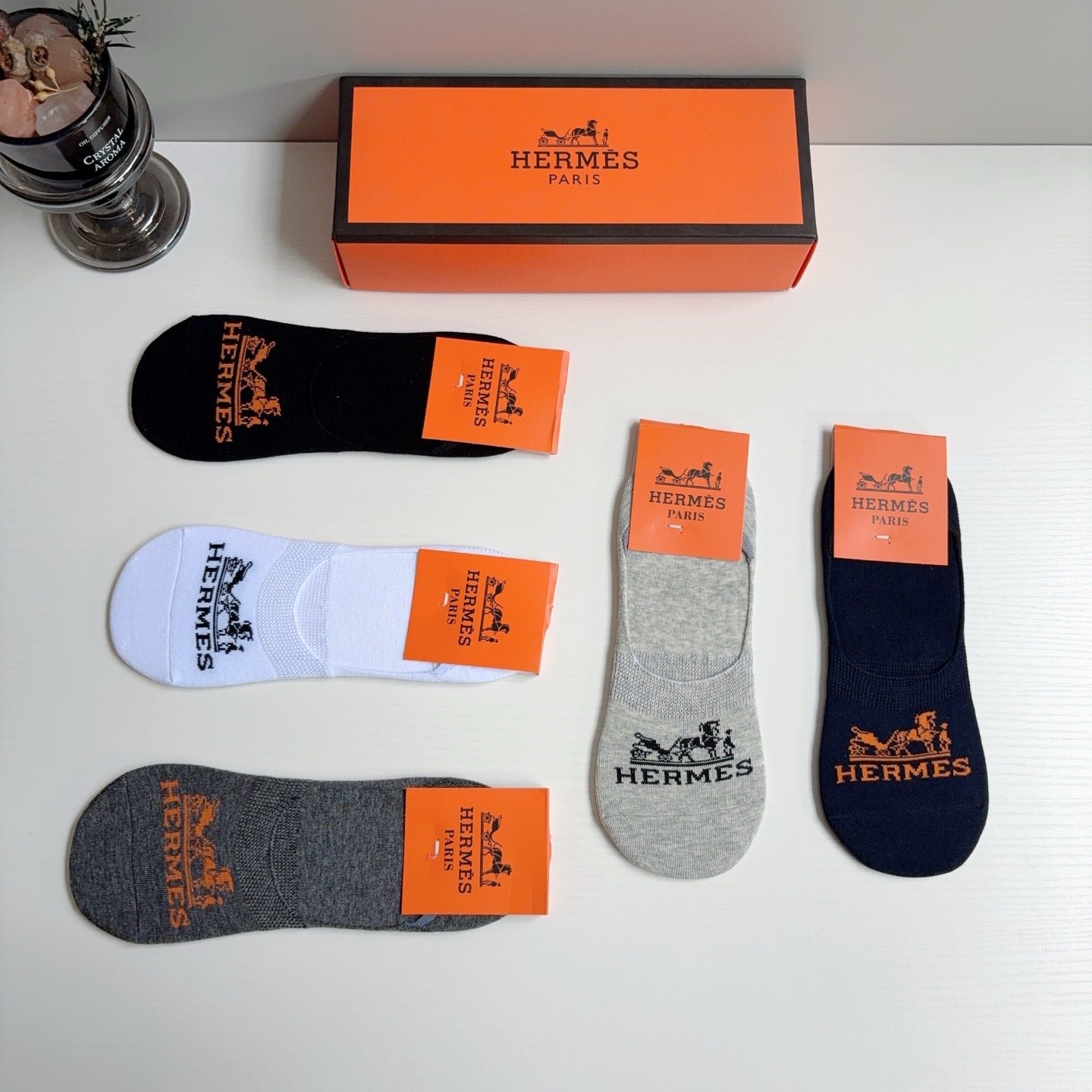 HERMES 26S NO-SHOW SOCKS 400428 (1 BOX)