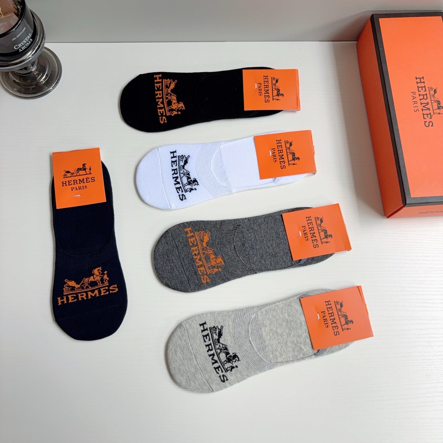HERMES 26S NO-SHOW SOCKS 400428 (1 BOX)