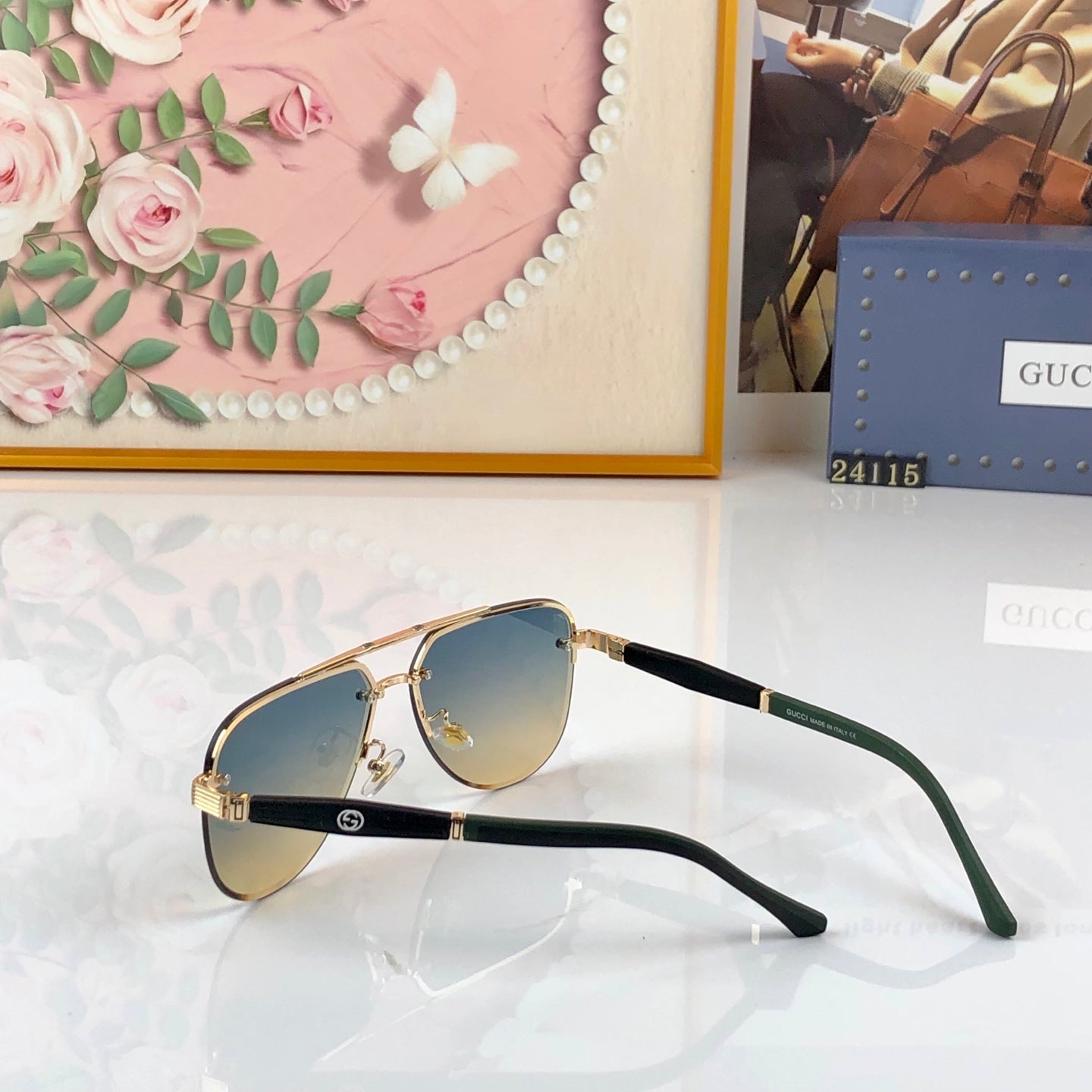 GUCCI 26S AVIATOR FRAME IN METAL 426532