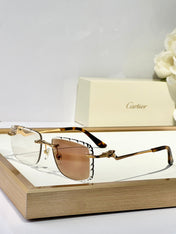 PANTHÈRE PHOTOCHROMIC LENSES RIMLESS SQUARE FRAME SUNGLASSES 580910 IN METAL