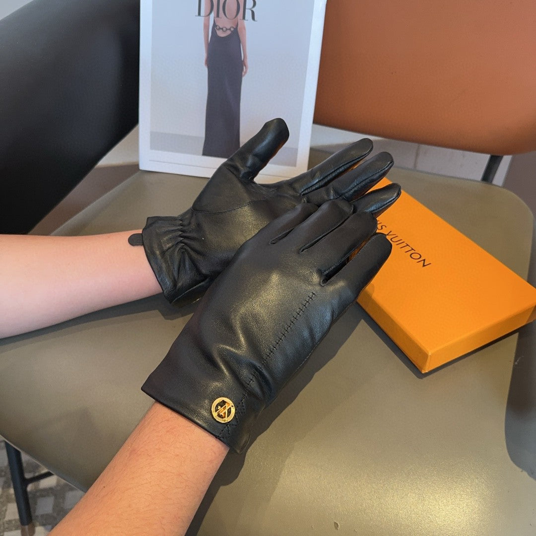 LV GLOVES IN BLACK LAMBSKIN 466819