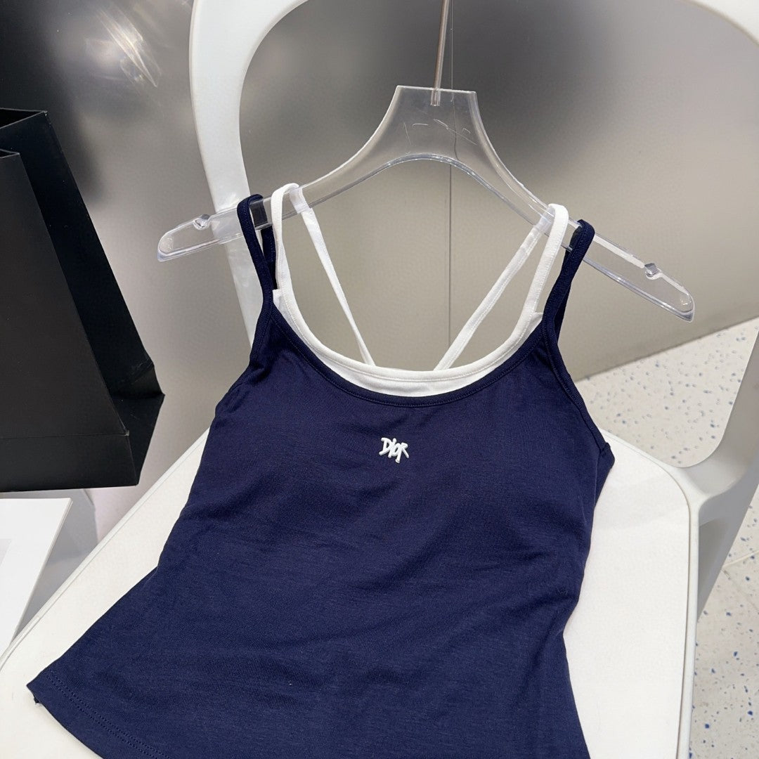 CAMISOLE 625968 IN NAVY BLUE COTTON RIBBED