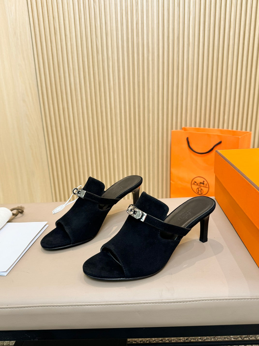 HEDEN MULE 80 BLACK SUEDE