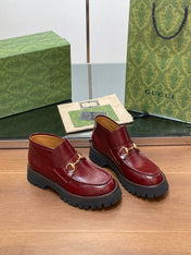 HORSEBIT ANKLE BOOTS 4.5CM IN BURGUNDY RED CALFSKIN