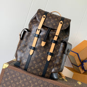 LV 25S CHRISTOPHER BACKPACK 44 IN BROWN AND BLACK CANVAS MONOGRAM