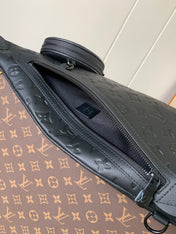 DUO CROSSBAG BAG 42 IN BLACK EMBOSSED CALFSKIN