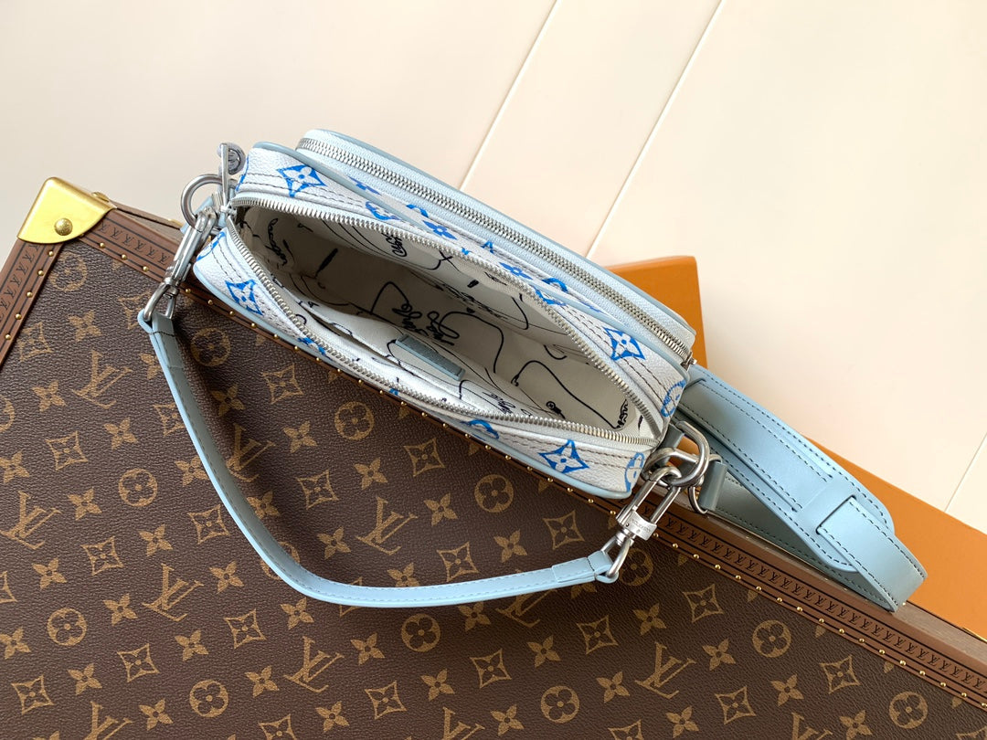 LV 25S NIL BAG 25 IN LIGHT BLUE MONOGRAM CANVAS AND CALFSKIN SILVER HARDWARE