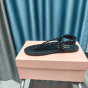 FLIP-FLOPS SANDAL BLACK SHEEPSKIN WITH BLACK STRAP