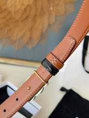 CELINE 26S BELT 25 MM IN BLACK AND BROWN CALFSKIN 636403