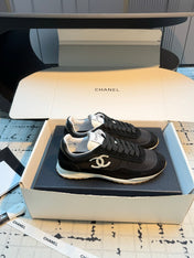 CHANEL 26S CHUNKY SNEAKERS IN BLACK FABRIC AND SUEDE MIX WHITE SOLE
