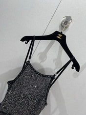 CC 25 Rhinestones Tank Top Black Polyamide