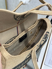 DIOR 26S SADDLE BAG 25 IN BEIGE EMBROIDERED FABRIC
