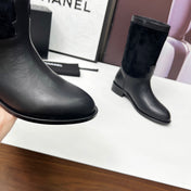CHANEL 25S MID-CALF BOOTS 35MM IN BLACK CALFSKIN AND SUEDE GOLD HARDWRE