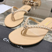 PEARL THONG SANDAL IN SEPIA TAN LAMBSKIN
