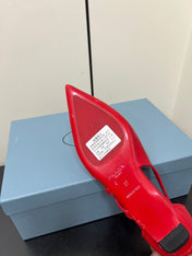 BRUSHED CUT-OUT BALLERINA FLAT IN RED CALFSKIN