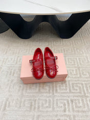 BOW MARY JANE FLAT IN RED NAPLAK LAMBSKIN