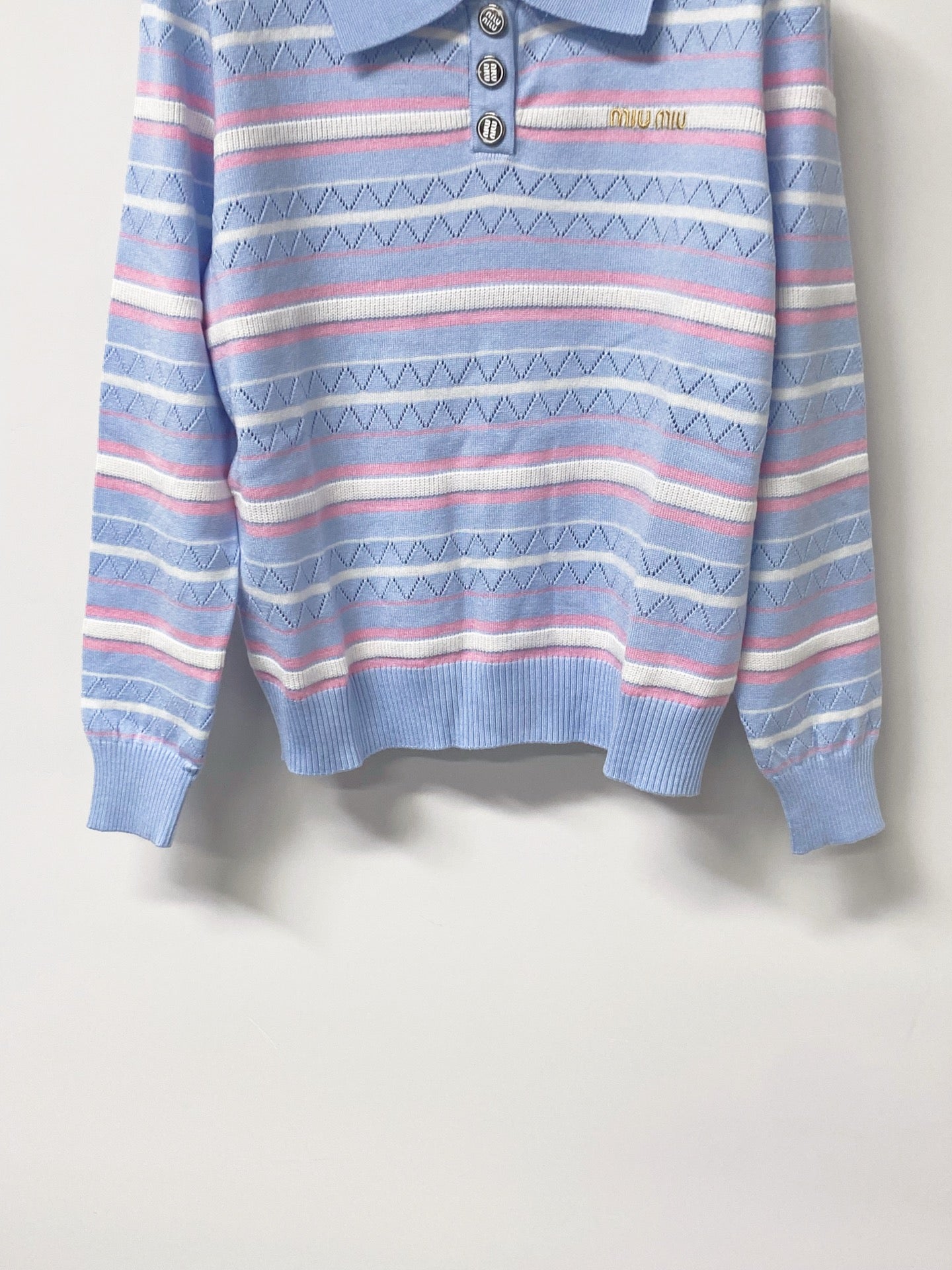 MIUMIU 26S LONG-SLEEVE KNIT POLO 1285