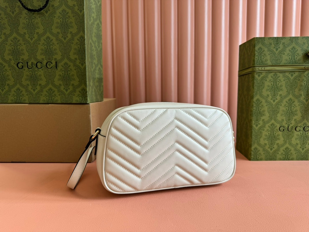 MARMONT SMALL SHOULDER BAG 24 IN WHITE CALFSKIN GOLD HARDWARE