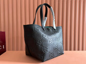 EMBLEM MEDIUM TOTE BAG 30 IN BLACK GG CALFSKIN