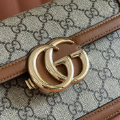 GO SMALL SHOULDER BAG 21.5 IN DARK GREY BROWN CALFSKIN
