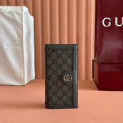 OPHIDIA CARD CASE 19 IN DARK GREY COATED FABRIC AND CALFSKIN